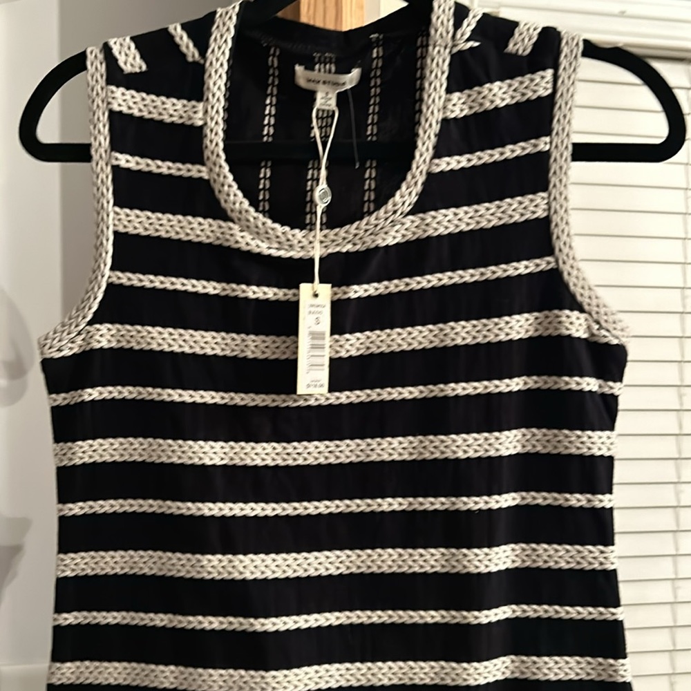 NWT Max Studio Sz S sexy rope beach black/White Sea dress nautical - Picture 3 of 5